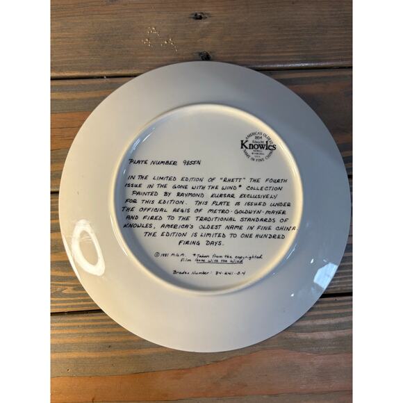 Edwin M Knowles 1981 Gone with the Wind Rhett Butler plate 9855N in box - Picture 4 of 4